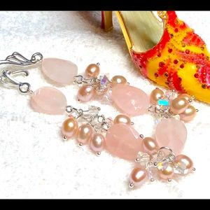 💕Fresh water pearl and natural rose quartz bracelet